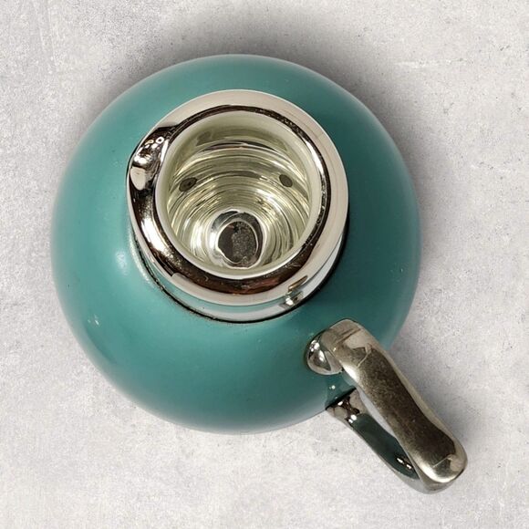Vintage Manning Bowman Art Deco Turquoise Thermos & Tray w/ Glass Stopper Chrome - Picture 10 of 16